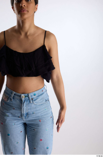 Jimena  1 arm black ruffled crop top casual dressed…